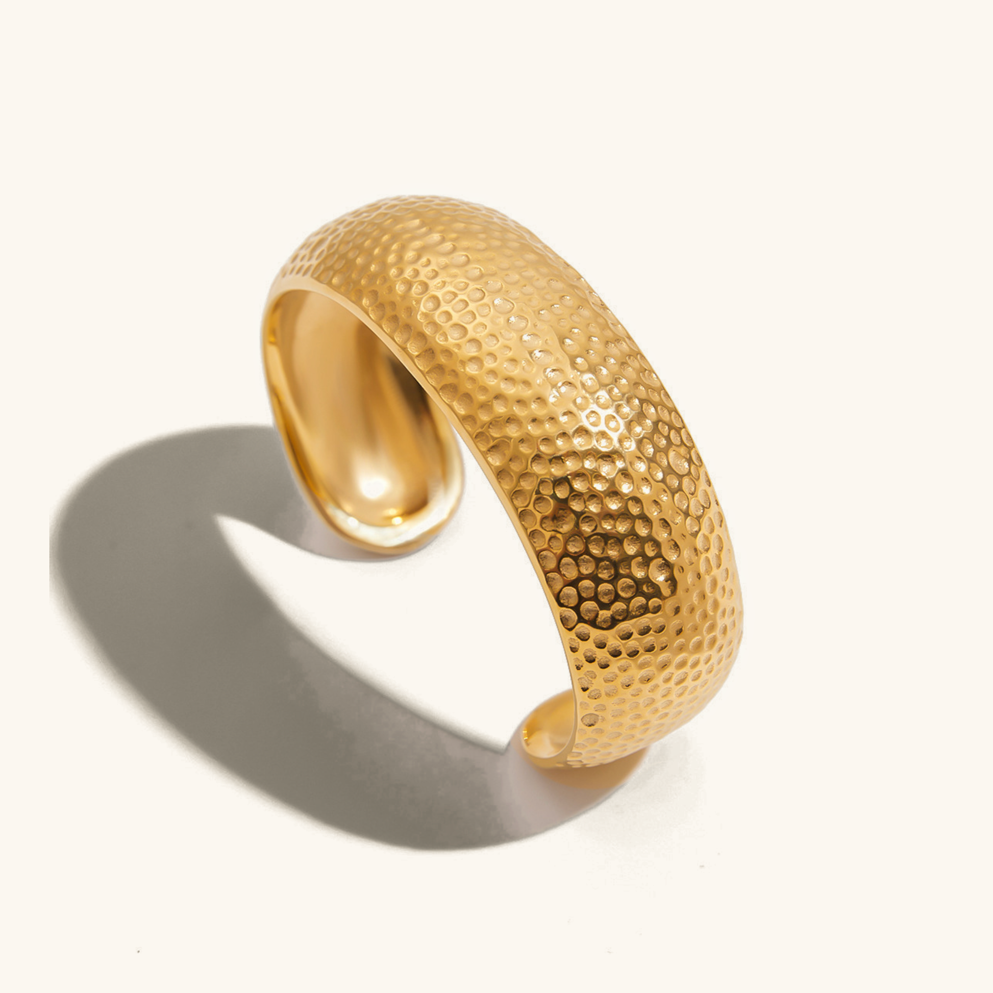 Women's Gold Ring Textured 18k Stainless Steel Wedding Band 0