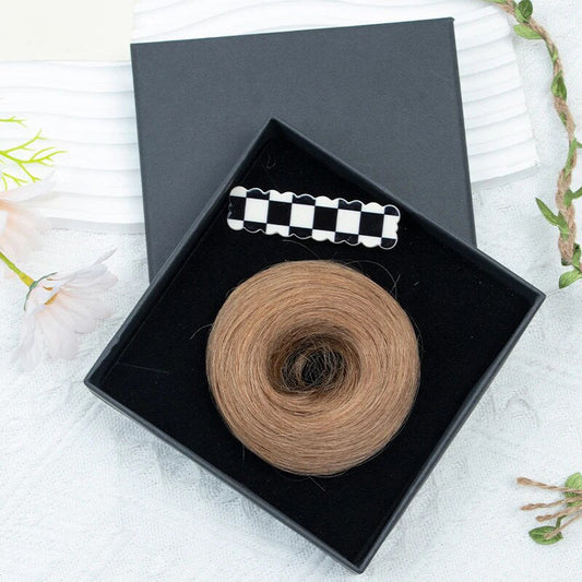 Women's Hair Bun Scrunchie Extension Wig Brown Non-Remy Hair 1