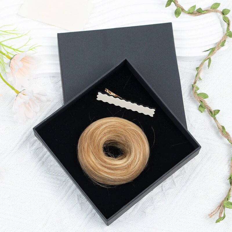 Women's Hair Bun Scrunchie Extension Wig Brown Non-Remy Hair 9