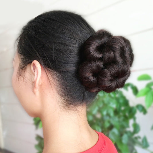Women's Hair Extensions Flower Shape Synthetic Hair Bun Scrunchie 1