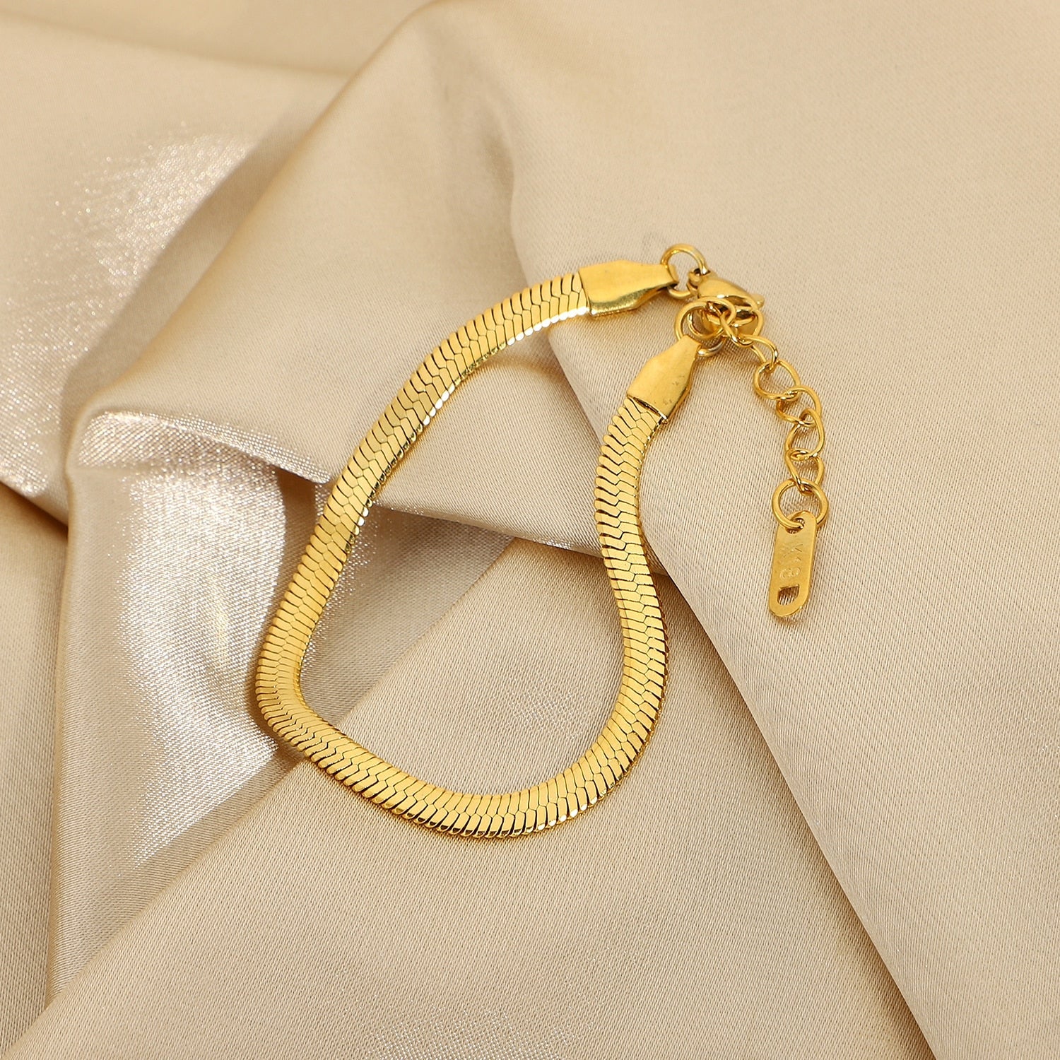 Women's Herringbone Bracelet Gold Stainless Steel 4