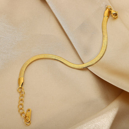 Women's Herringbone Bracelet Gold Stainless Steel 5