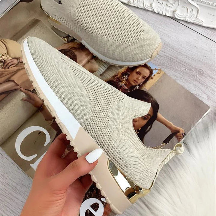 Women's High-Top Slip-On Sneakers with Breathable Knit Upper – Lightweight Casual Footwear 2