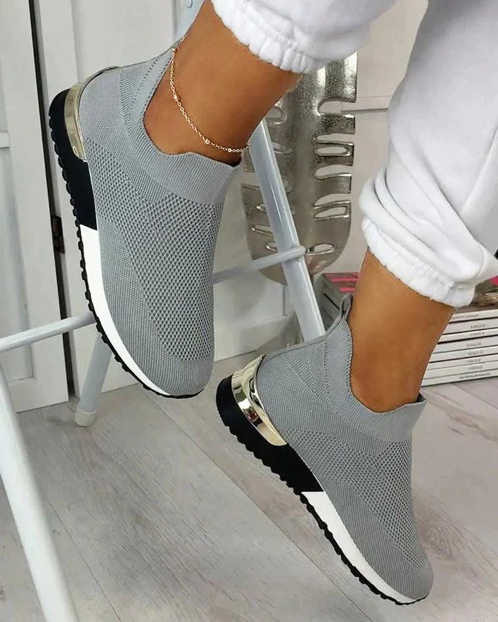 Women's High-Top Slip-On Sneakers with Breathable Knit Upper – Lightweight Casual Footwear 6