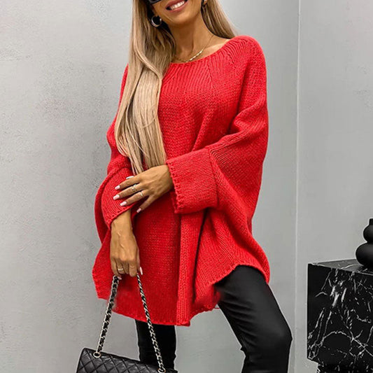 Womens Oversized Sweater, Cozy Wool Blend Knit Pullover with Batwing Sleeves 2
