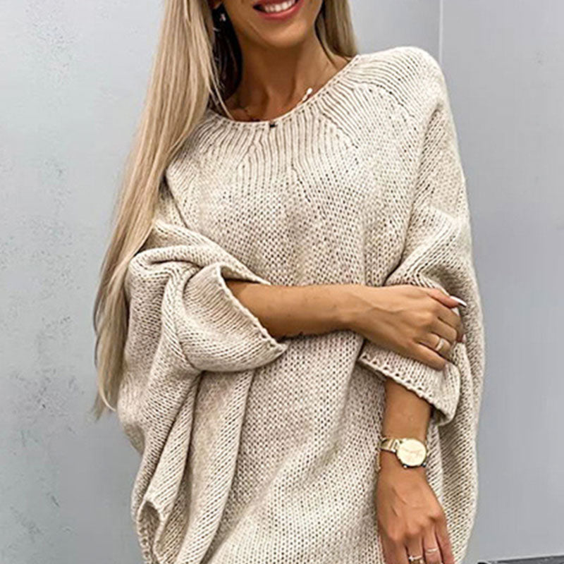 Womens Oversized Sweater, Cozy Wool Blend Knit Pullover with Batwing Sleeves 3