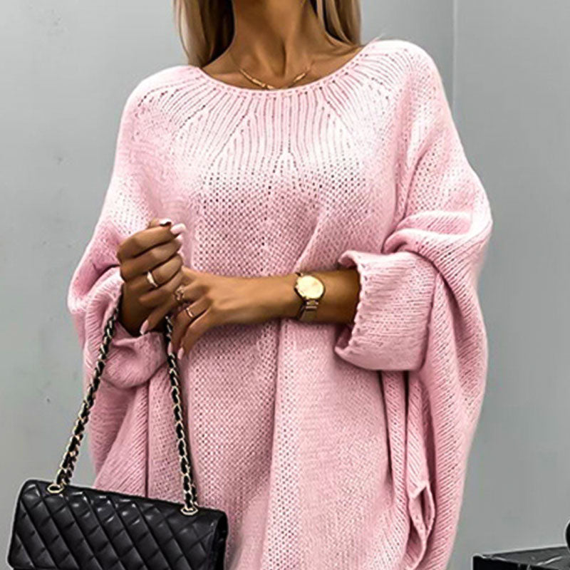 Womens Oversized Sweater, Cozy Wool Blend Knit Pullover with Batwing Sleeves 5