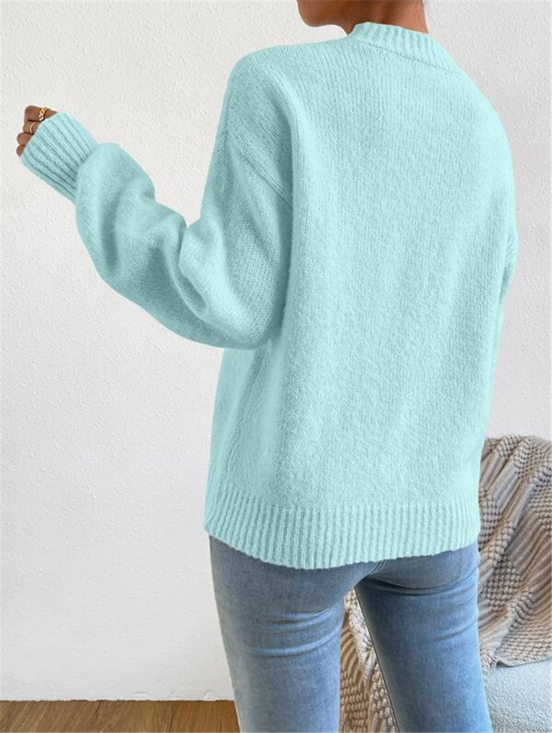 Womens Relaxed Fit Knit Sweater - Soft Touch Crew Neck with Ribbed Cuffs 3