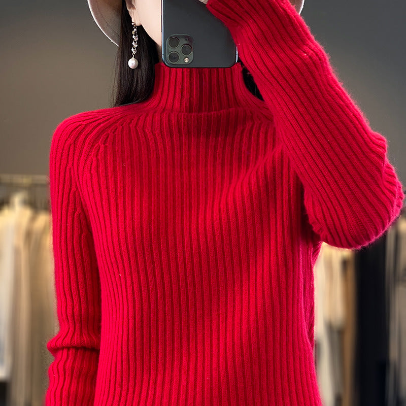 Women's Sweater - Soft Wool Blend Knit - Relaxed Fit Mock Neck - Long Sleeves 3
