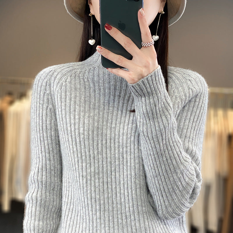 Women's Sweater - Soft Wool Blend Knit - Relaxed Fit Mock Neck - Long Sleeves 4
