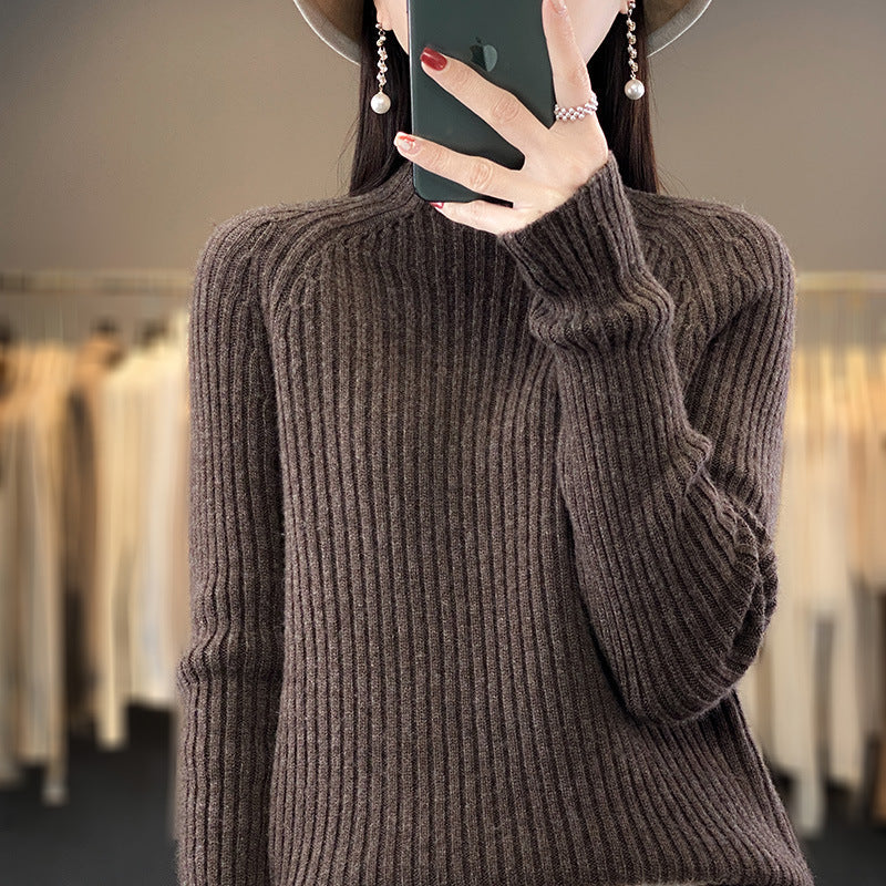 Women's Sweater - Soft Wool Blend Knit - Relaxed Fit Mock Neck - Long Sleeves 5