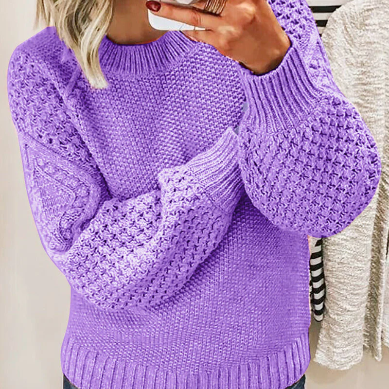 Oversized Cable Knit Women's Sweater – Warm Wool Blend, Crew Neck, Ribbed Hem 3