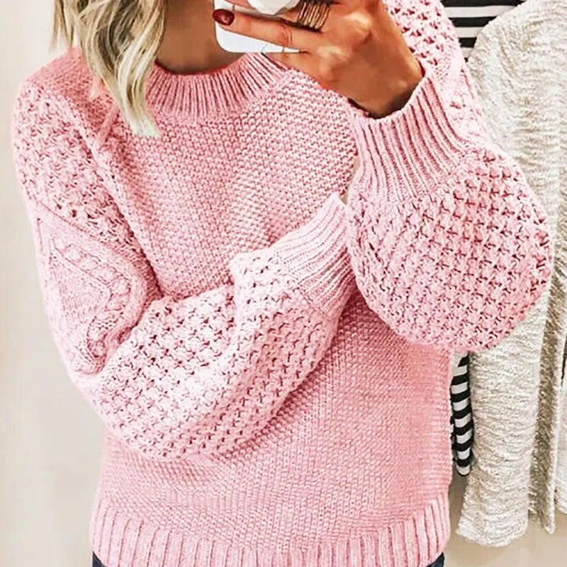 Oversized Cable Knit Women's Sweater – Warm Wool Blend, Crew Neck, Ribbed Hem 5