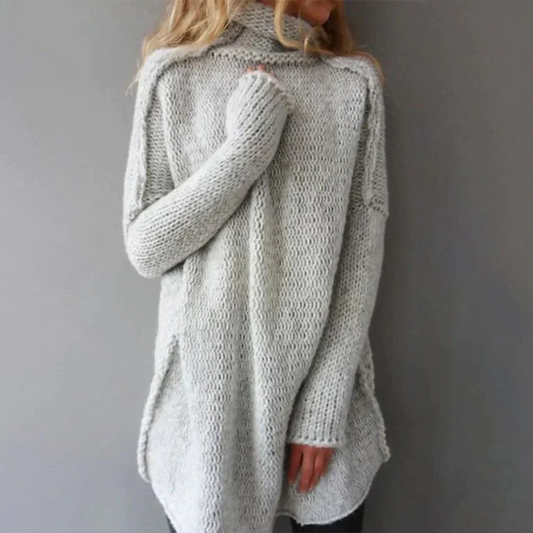 Womens Oversized Sweater, Chunky Wool Blend High Neck Tunic for Cozy Style 1