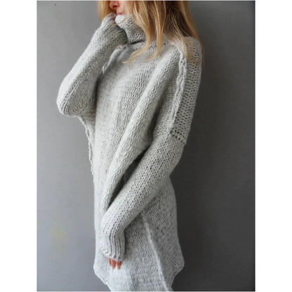 Womens Oversized Sweater, Chunky Wool Blend High Neck Tunic for Cozy Style 3