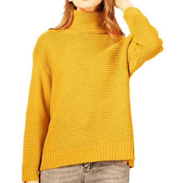 Womens Relaxed Fit Chunky Knit Sweater with Turtleneck and Ribbed Trim 6