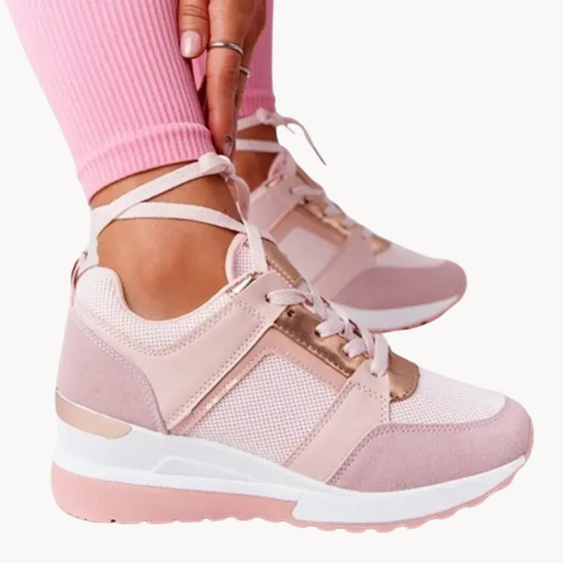 Women's Lace-Up Sneakers with Cushioned Sole – Breathable Mesh and Suede Casual Footwear 0
