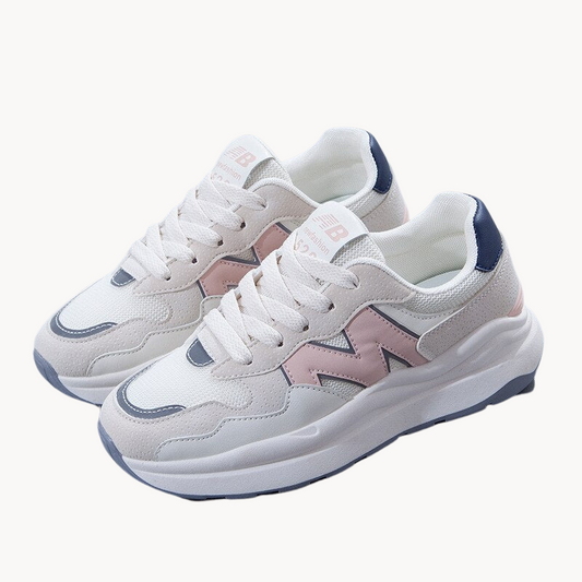 Women's Lace-Up Sneakers with Cushioned Sole – Suede and Mesh Casual Sneakers for Everyday Wear 0