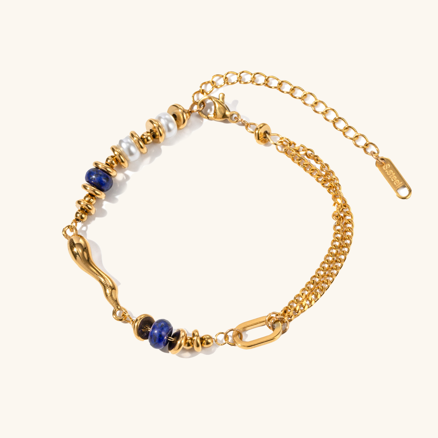 Women's Layered Chain Bracelet Gold Freshwater Pearls 0