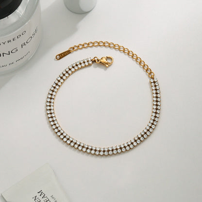 Women's Layered Tennis Bracelet Gold Stainless Steel 4