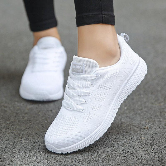 Women's Lightweight Breathable Slip-On Sneakers – Comfortable White Sneakers for Casual Wear and All-Day Support 0