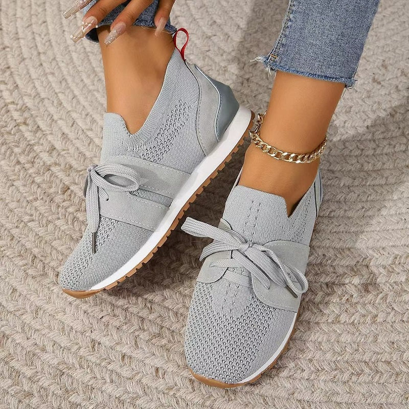 Women’s Lightweight Knit Sneakers – Breathable Slip-On Design with Lace-Up Detail 2