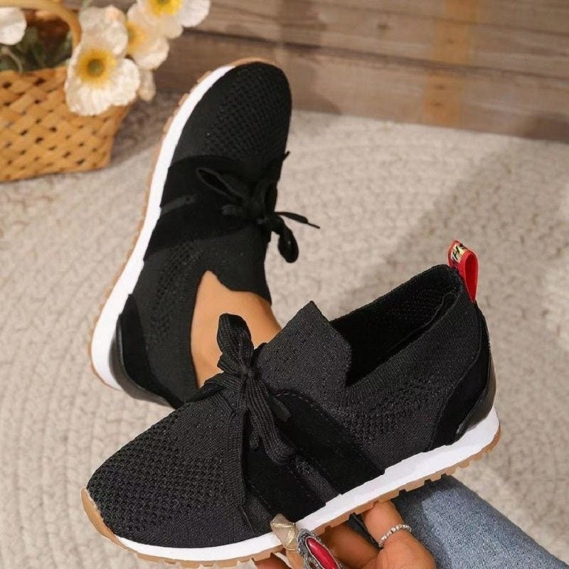 Women’s Lightweight Knit Sneakers – Breathable Slip-On Design with Lace-Up Detail 3