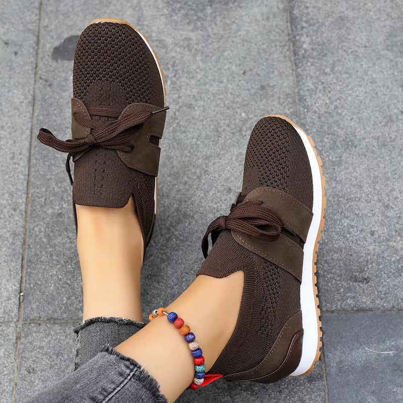 Women’s Lightweight Knit Sneakers – Breathable Slip-On Design with Lace-Up Detail 4