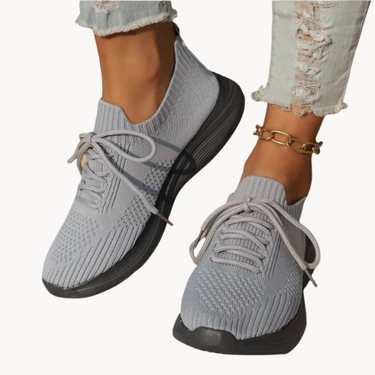 Women's Lightweight Knitted Sneakers – Slip-On Lace-Up Casual Shoes for Everyday Wear 0