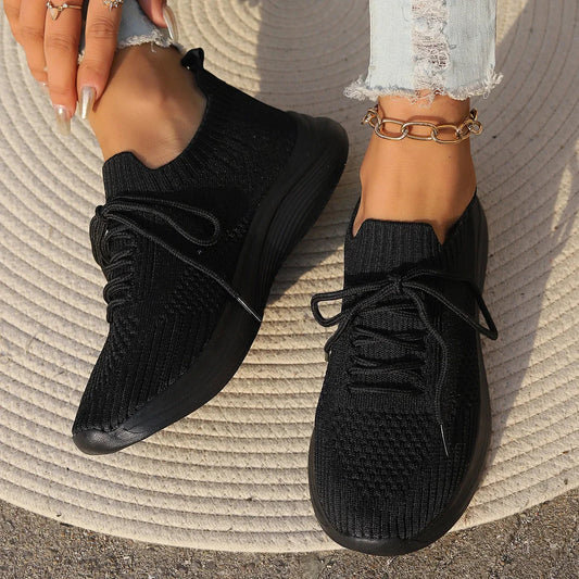 Women's Lightweight Knitted Sneakers – Slip-On Lace-Up Casual Shoes for Everyday Wear 1