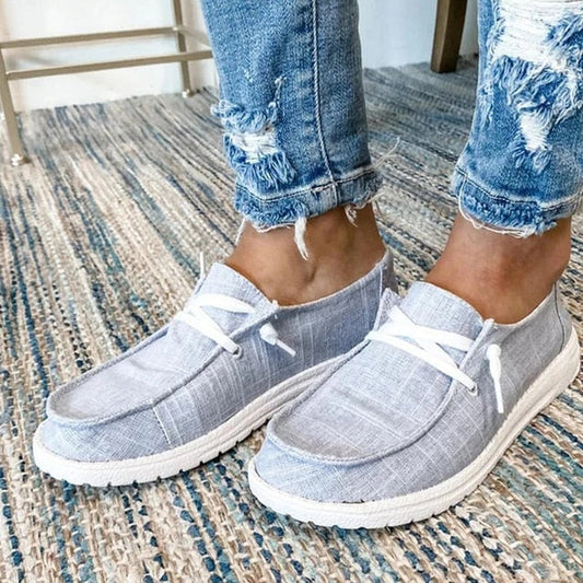 Women’s Lightweight Lace-Up Shoes with Cushioned Sole – Breathable Canvas for Casual Wear 0