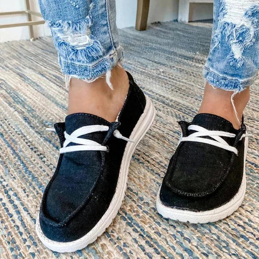 Women’s Lightweight Lace-Up Shoes with Cushioned Sole – Breathable Canvas for Casual Wear 1