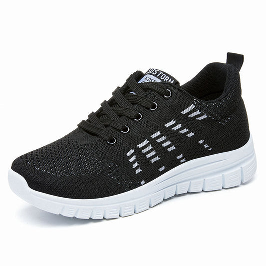 Women's Lightweight Lace-Up Sneakers with Breathable Knit and Cushioned Sole 0
