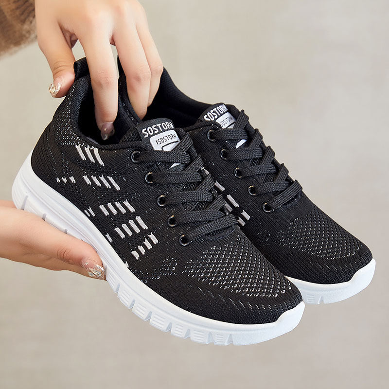 Women's Lightweight Lace-Up Sneakers with Breathable Knit and Cushioned Sole 2