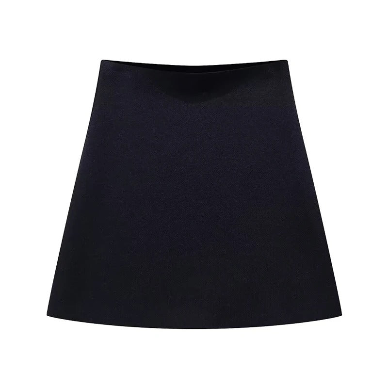 Women's Long Sleeve V-Neck Covered Button Cardigan and Mini Skirt Set 10