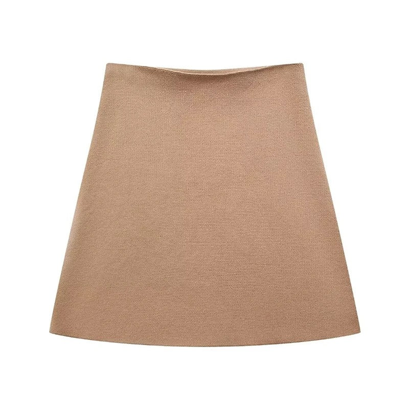 Women's Long Sleeve V-Neck Covered Button Cardigan and Mini Skirt Set 12