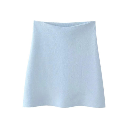 Women's Long Sleeve V-Neck Covered Button Cardigan and Mini Skirt Set 20