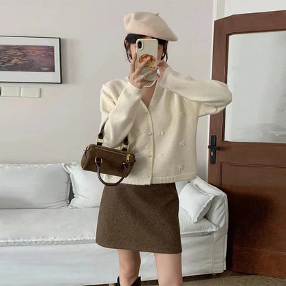 Women's Loose Casual Knitted Long Sleeve Cardigan with Bow Decor 2