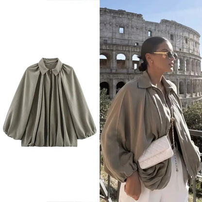 Women's Bomber Jacket Black Loose Fit Polyester - 6