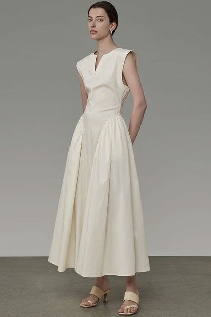 Women's Maxi Dress Apricot Cotton Blend with Ruffle Detail 0