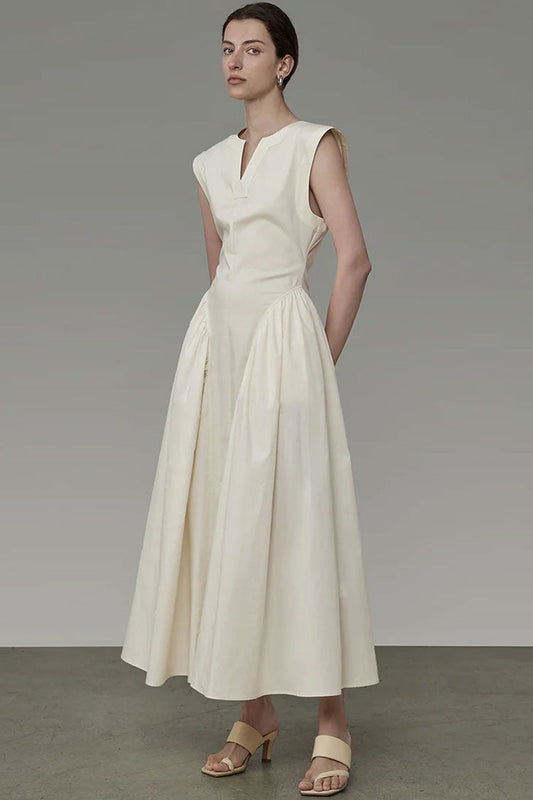 Women's Maxi Dress Apricot Cotton Blend with Ruffle Detail 0