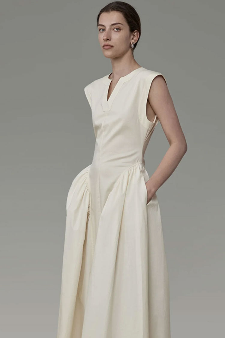 Women's Maxi Dress Apricot Cotton Blend with Ruffle Detail 2