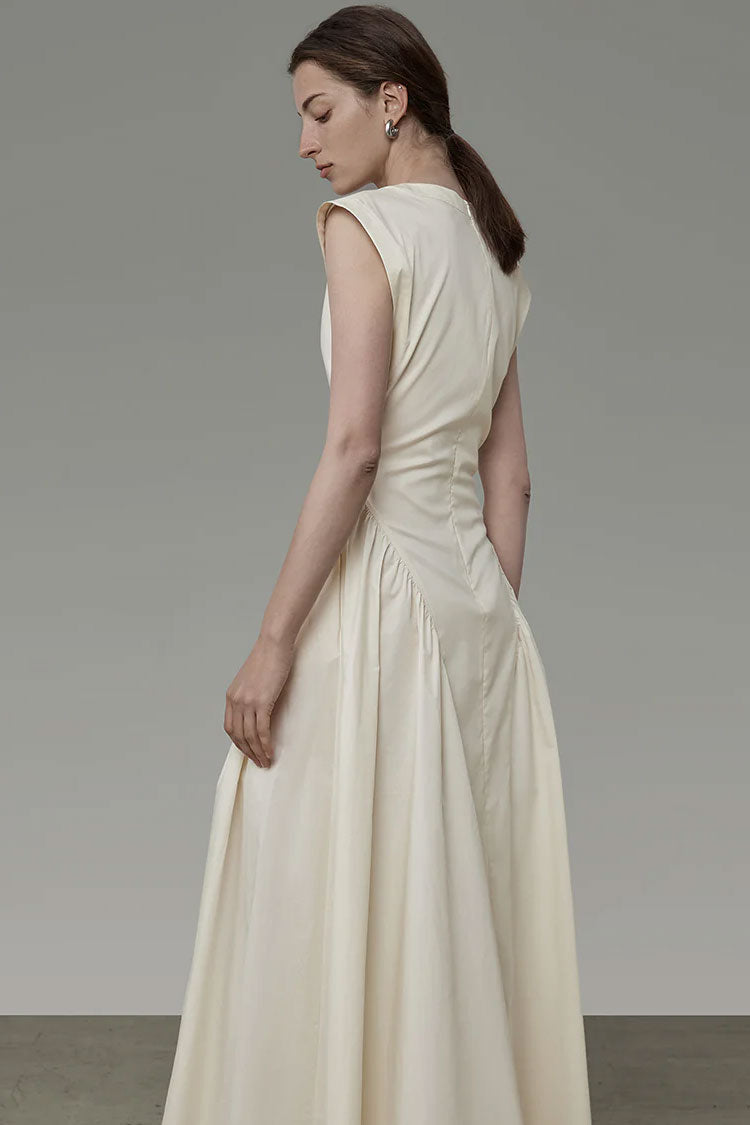 Women's Maxi Dress Apricot Cotton Blend with Ruffle Detail 3