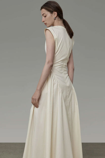 Women's Maxi Dress Apricot Cotton Blend with Ruffle Detail 3