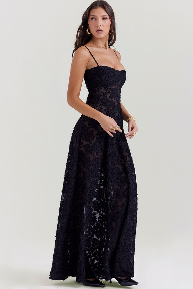 Women's Maxi Dress Black Lace Polyester 4