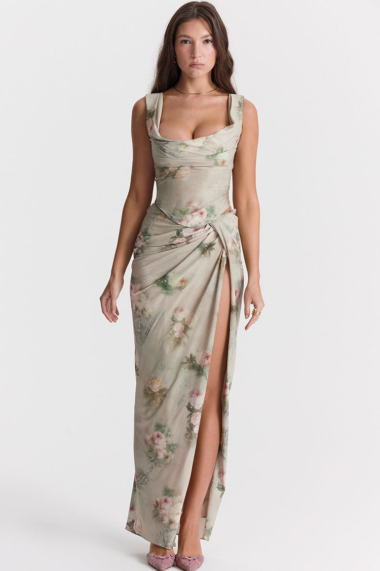 Women's Maxi Dress Floral Chiffon Two Piece 2