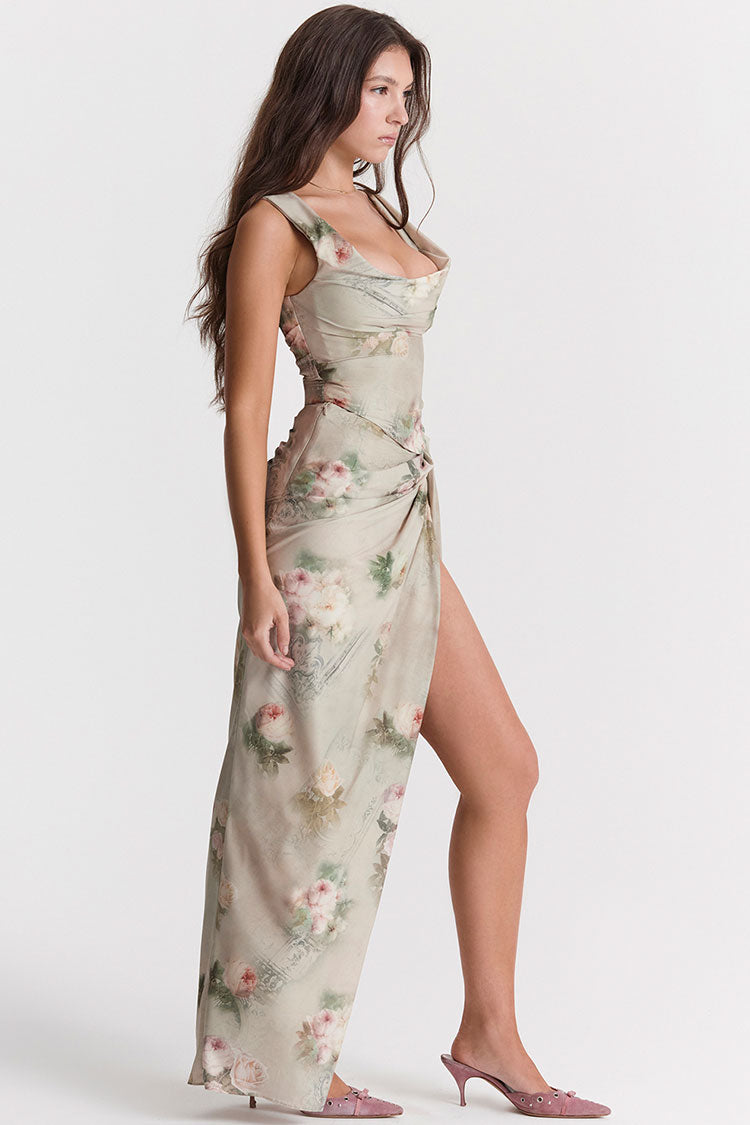 Women's Maxi Dress Floral Chiffon Two Piece 3