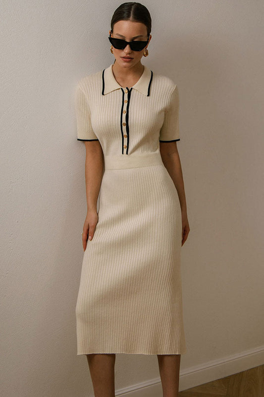 Women's Midi Dress Apricot Knit Sweater