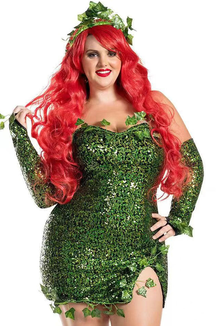 Women's Mini Dress Green Cotton Sequin 6