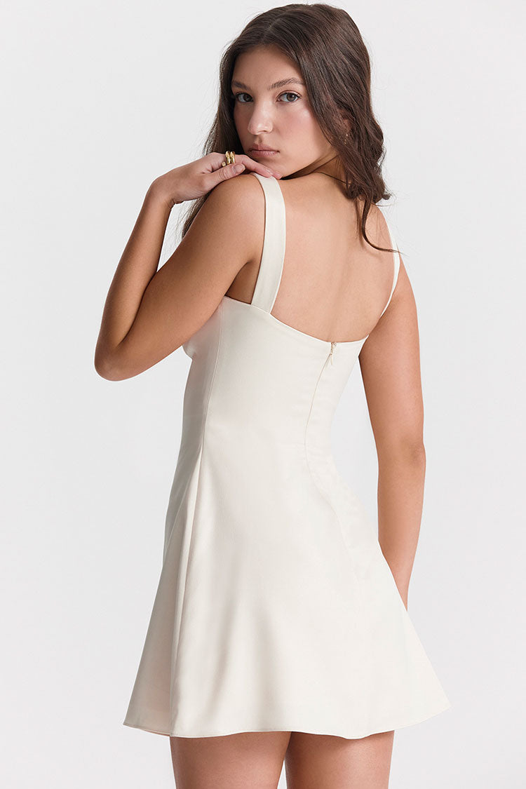 Women's Mini Dress White Satin Summer Dress 3